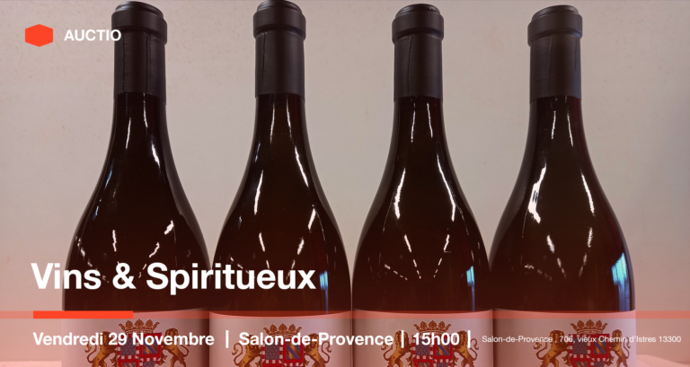 🗓️ VENTE AUX ENCHÈRES — VINS & SPIRITUEUX — 29/11 à 15h00